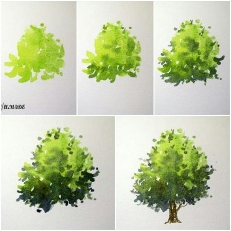 Bush Watercolor Painting, Watercolor Bushes Trees, Watercolour Bush, Watercolor Trees Tutorial, Character Design Wallpaper, Watercolour Markers, Marker Tips, Watercolor Study, Exclusive Wallpaper