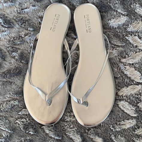 Portable Silver Flip Flops. Size 10 Nwot Silver Flip Flops, Women's Shoes Sandals, Portland, Flip Flops, Shoes Sandals, Size 10, Women Shoes, Sandals, Customer Support