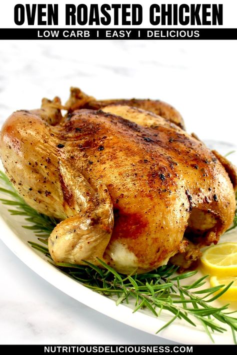 This easy Oven Roasted Chicken is tender, juicy, and packed with irresistible garlic lemon butter flavor. Whether it’s the star of tonight’s dinner or gets shredded for tomorrow’s wraps and salads, this chicken makes every meal feel like a special occasion. Nutritious Dinner, Low Carb Casseroles, Low Carb Chicken Recipes, Oven Roasted Chicken, Easy Oven, Keto Cooking, Lemon Butter, Low Carb Chicken, Keto Chicken