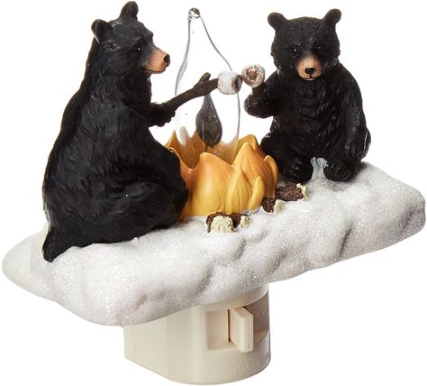 AmazonSmile: Roman Lights Exclusive Plug in Night Light, Features 2 Bears Roasting Marsh Mellows Around a Flickering Flame Camp Fire, 4.5-Inch: Home & Kitchen Fake Campfire, Fire Night, Plug In Night Light, Campfire Marshmallows, Country Lighting, Cabin Lighting, Roasting Marshmallows, Camp Fire, Home Decor Lights