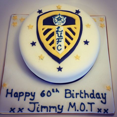 Leeds United football logo birthday cake, all handmade elements and all edible #whitecherrybakery Football England, Leeds United Football, 40th Cake, Shirt Cake, 50th Cake, Cupcake Decoration, Bakery Cake, Cake Logo, Cake Business