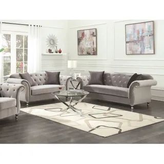 Buy Living Room Furniture Sets Online at Overstock | Our Best Living Room Furniture Deals Traditional Style Living Room, Deep Loveseat, Silver Living Room, Silver Sofa, Sofa And Loveseat, Velvet Living Room, Glam Living Room, Mesa Exterior, Leather Living Room Set