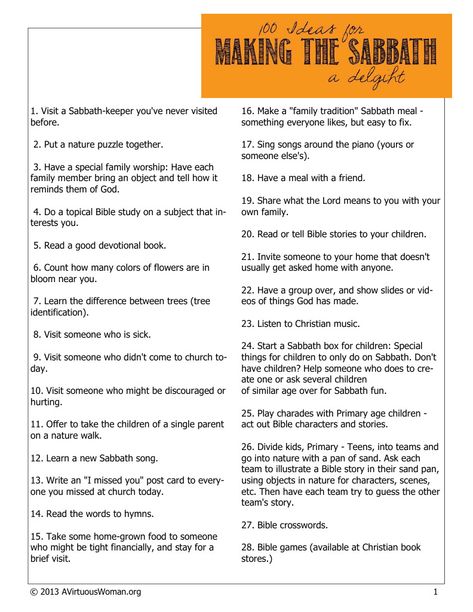 Sabbath Activities Seventh Day, Sabbath Meal Ideas, Sabbath Day Activities, Sabbath Ideas, Sabbath Activities, Womens Bible, Bible Wisdom, Narrow Path, Sabbath School