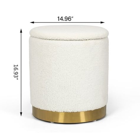 Adeco Velvet Round Storage Stool Gold Plating Base Storage Ottoman - On Sale - Bed Bath & Beyond - 36917090 Stool For Living Room, Round Storage Ottoman, Velvet Ottoman, Storage Stool, Round Storage, Ottoman Stool, Round Ottoman, Ottoman Bed, Vanity Stool