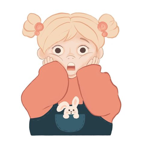 Shocked Illustration, Shocked Drawing, Shock Drawing, Emotions Drawing, Passion Project, Girls Characters, Cute Art Styles, Character Illustration, Cartoon Characters