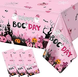 Happy Boo Day, Baby Shower Table Cloths, Pink Tablecloth, Halloween Tablecloth, Table Cloth Decorations, Party Table Cloth, Theme Activity, Baby Shower Table, Baby Shower Party Supplies