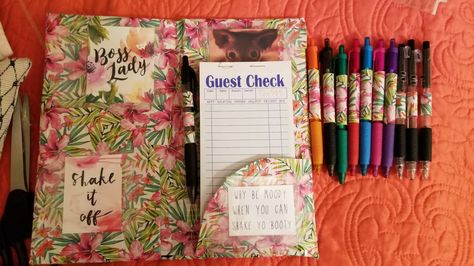 Server book DIY with duck tape! Server Book Ideas Diy, Diy Waitress Book, Server Book Ideas, Book Ideas Diy, Server Books, Waitress Book, Booklet Ideas, Server Book, Book Sewing