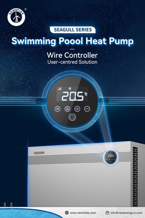 If you're looking for a new pool heating solution for your home, a heat pump might be a better choice. #NEWNTIDE swimming pool heat pumps highlight green heating technology and user-centered intelligent technology, aiming for a comfortable entertainment and leisure environment that can stand time. Find more here: https://www.newntide.com/seagull_series_inverter_pool_heat_pump/160.html info@newenergy-e.com #NEWENERGY #poolheatpump #SeagullSeries #heating #cooling #Wifi #wirecontroller Pool Heat Pump, Intelligent Technology, Heated Pool, Heat Pump, New Energy, Pet Home, Home A, Swimming Pool, Swimming Pools