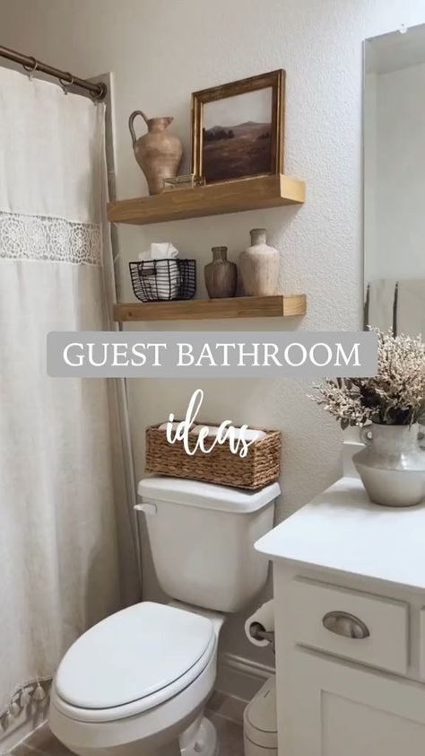 Luxury Guest Bathroom Ideas, Half Bathroom Decor, Bathroom Counter Decor, Washroom Decor, Guest Bathroom Decor, Bathroom Shelf Decor, Restroom Decor, Bathroom Decor Apartment, Guest Bathrooms