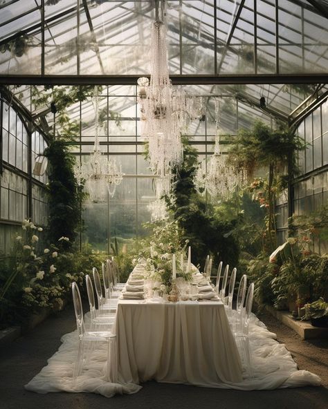 ✨ AI - The Glasshouse Wedding Edition Which one is your fave? #midjourney #midjourneyai #midjourneyarchitecture #midjourneyart #ai… | Instagram Brutalist Wedding Decor, Dark Green Wedding Venue Ideas, Wedding Green House, Inn At Laurel Point Wedding, Glass House Wedding Decor, Wedding Venue Themes, Indoor Trees Wedding, Mystical Forest Wedding, Wedding Mood Board Ideas