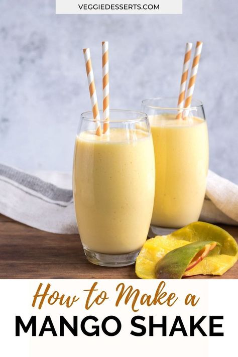 You’ll love this easy Mango Shake recipe. It's a refreshing drink that combines juicy fresh or frozen mangos, ice and creamy milk into a delicious treat. It's the perfect milkshake to make for breakfast, dessert or a snack. Mango Shake Recipe, Veggie Desserts, Mango Shake, Mango Milkshake, Vegetarian Kids, Vegetable Cake, Vegan Party Food, Vegetarian Meals For Kids, Mango Recipes