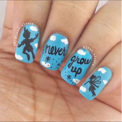 Pan Nails, Peter Pan Nails, Disney Manicure, Frozen Nails, Disneyland Nails, Nagel Art, Disney Nail Designs, Disney Nail, Disney Clothing