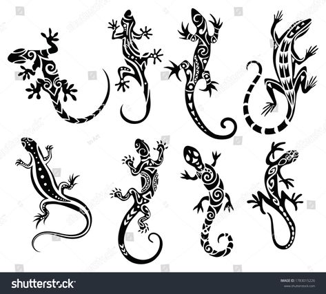 Lizard Logo, Gecko Tattoo, Lizard Tattoo, Colorful Lizards, Maori Tattoo Designs, Silhouette Tattoos, Maori Tattoo, Custom Tattoo Design, Little Tattoos