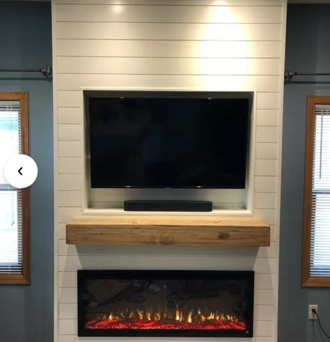 60X55X8" in Rustic Oak Beam Mantel, Fireplace Shelf, Rustic Fireplace Mantels, Built In Electric Fireplace, Fireplace Mantel Shelf, Fireplace Shelves, Build A Fireplace, Shiplap Fireplace, Rustic Fireplaces