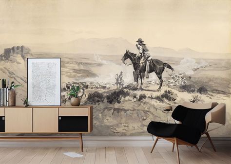 Texas Wallpaper With Cowboys, Wall Mural, Scenic Wallpaper Peel and Stick self Adhesive or Non Adhesive Vinyl Paper - Etsy Cowboy Wall Mural, Cowboy Mural Wall Art, Western Wall Mural, Cowboy Wallpaper Country, Western Mural, Ranch Wallpaper, Horse Wall Mural, Southwestern Wallpaper, Texas Wallpaper