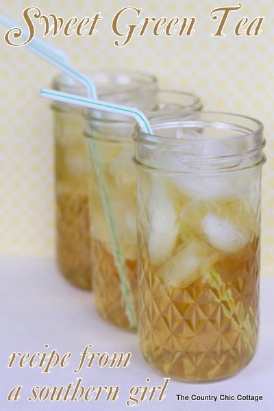 Green Iced Tea Recipe, Green Tea Pitcher Recipe, Iced Green Tea Recipe Pitcher, Sweet Green Tea Recipe, Sweet Green Tea, Green Iced Tea, Cottage Diy, Coconut Dessert, Green Tea Recipes