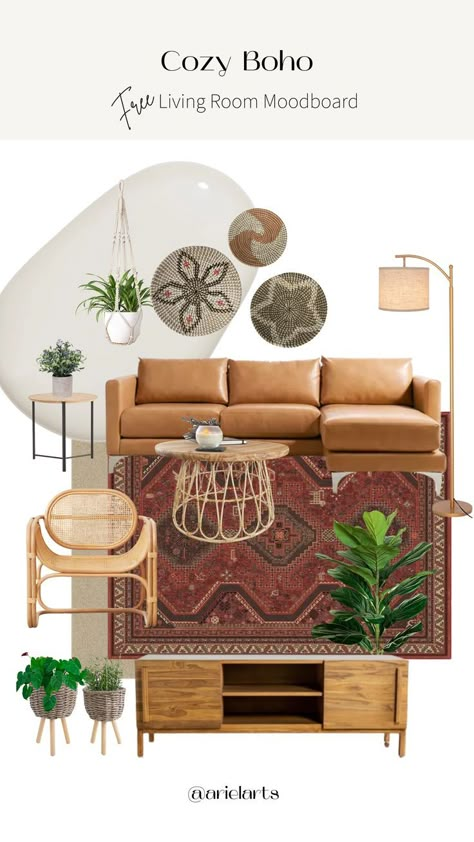 Boho Moodboard Interior Bohemian Mood Board Interior, Airbnb Moodboard, Boho Moodboard, Teddy Chair, Boho Style Furniture, Bohemian Style Interior Design, Small Studio Apartment Decorating, Just Out Of Reach, Boho Style Interior