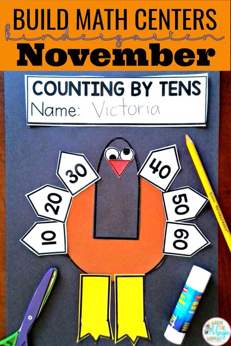 This article shows a set of BUILD math work stations for Kindergarten for the month of November. These math workstations are very easy to prep and your kindergarten students will be able to work independently while you are doing your guided math groups. These 15 math workstations are Thanksgiving themed. Thanksgiving Math Centers Kindergarten, Turkey Math Kindergarten, November In Kindergarten, Stations For Kindergarten, Thanksgiving Math Kindergarten, Fall Prek, Build Math Centers, Thanksgiving Math Centers, Teaching Word Problems