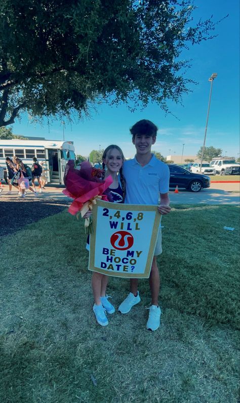 Homecoming Proposal Ideas Lululemon, Promposal Ideas Lululemon, Lululemon Homecoming Proposal, Lululemon Promposal, Homecoming Date Proposals, Cheerleading Promposal, Lululemon Hoco Proposal, Homecoming Yes Answers, Hoco Promposal