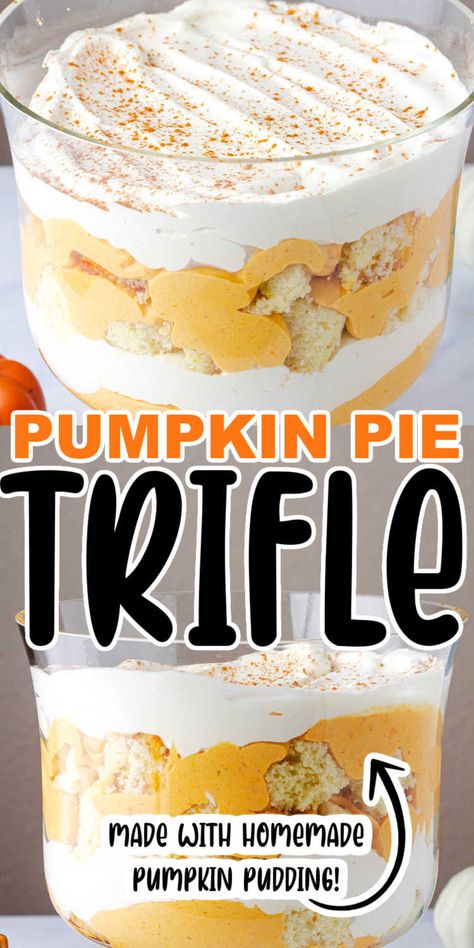 Pumpkin Pie Trifle Recipes, Pumpkin Triffle Recipe, Pumpkin Trifle Recipes, Pumpkin Pie Trifle, Pumpkin Trifle Desserts, Dessert Trifles, Beef Cube Steak Recipes, Pumpkin Pie Pudding, Mason Jar Desserts Recipes