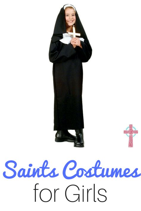 Don't stress about All Saints Day! Get inspired with these simple but inexpensive saint costumes for girls. Non-crafty moms, rejoice! Female Saint Costumes For Kids, Saint Bernadette Costume, St Bernadette Costume, All Saints Costumes, Easy All Saints Day Costumes, Saints Costumes For Kids Catholic, Saint Costumes For Girls Catholic, Easy Saint Costumes For Kids, All Saints Day Costumes Girls Diy