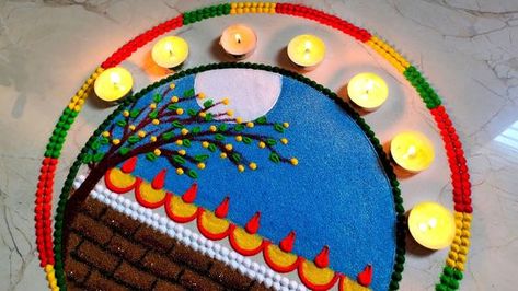 Lakshmi Pujan Rangoli, Kojagiri Purnima, Best Rangoli Design, 3d Rangoli, Diwali Rangoli Designs, Legs Mehndi, Poster Rangoli, Rangoli Designs Simple Diwali, Rangoli Simple