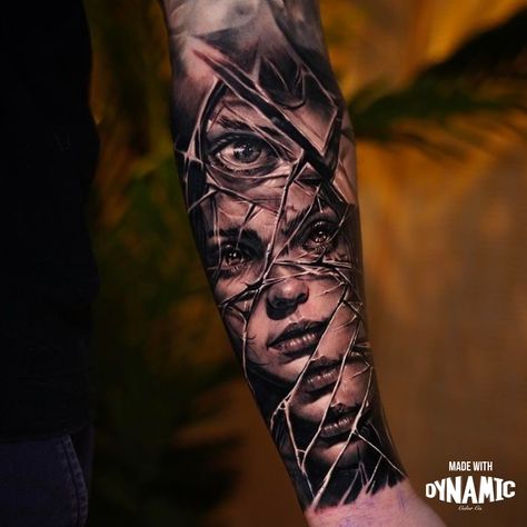 Artist on Instagram: @bradleytattoo  Shop now:⁠ www.dynamiccolor.com Surrealism Tattoos, Black And Grey Tattoos Sleeve, Game Of Thrones Tattoo, Face Tattoos For Women, Medusa Tattoo Design, Inner Arm Tattoo, Evil Tattoos, Lady Face, Full Back Tattoos