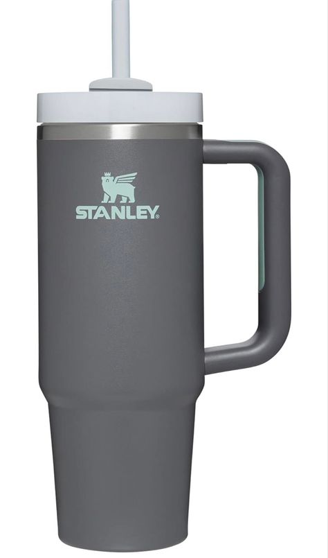 Stanley Quencher in Charcoal Grey. Dishwasher safe. 9 Hours Cold, 40 Hours Iced, 5 Hours Hot. Hydration Challenge, Stanley Products, The Narrows, Stanley Cups, Coffee Smoothie, Drinking Accessories, Over The Sink, Stanley Quencher, Cute Cups