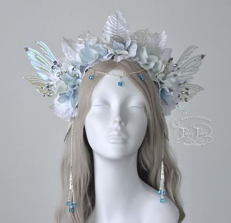 Winter Fairy Costume, Winter Fairy, Fairy Queen, Iridescent Crystal, Silver Lace, Mannequin Heads, Fairy Costume, Fairy Wings, Beaded Fringe