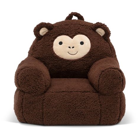 No monkey business here! Ultra-cozy and perfectly sized for little ones, this Cozee Buddy Monkey Chair by Delta Children brings whimsy and charm to any setting. The playful monkey silhouette features rounded ears and embroidered details that you’ll love to see hanging out around the house. The frameless foam design offers kids a cozy companion for reading, relaxing or snuggling, making it perfect for playrooms and kids rooms. The convenient easy-to-grab handle makes this chair easy to move aroun Monkey Silhouette, Apartment Shopping, Toy Monkey, Kids Chair, Toddler Stuff, Baby Chair, Monkey Design, Kids Sofa