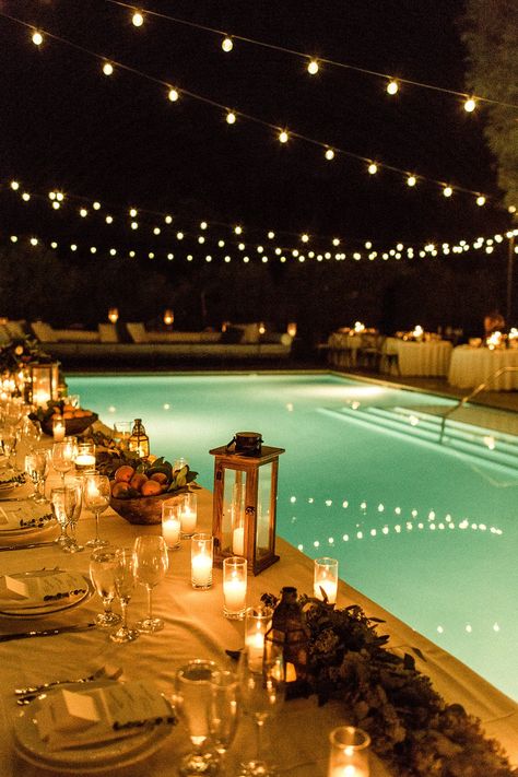 Alexandra Basch and Dylan Wolff’s Wedding in Palm Springs | Vogue Backyard Wedding Pool, Spring Engagement Party, Pool Wedding Decorations, Debut Planning, Wedding Website Examples, Formal Ideas, Pool Wedding, Cool Wedding, White Bridesmaid