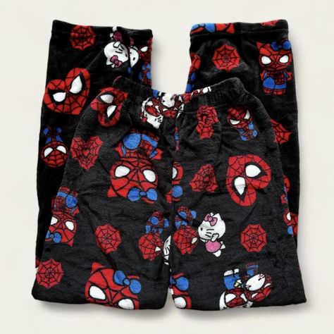 Velvet Spider-Man hello kitty black and red pajama... - Depop Spiderman Pajama Pants, Spider Man Hello Kitty, Velvet Spider, Red Pajama Pants, Spiderman Pajamas, Hello Kitty Black, Red Pajamas, Spiderman, Pajama Pants