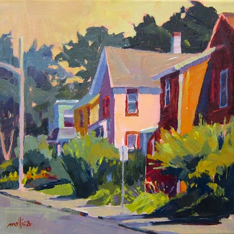 A Painting a Day by Patti Mollica: Nyack Houses Oil Painting Buildings, Acrylic Painting Buildings, House Painting Canvas, Patti Mollica, Painting A Day, Paint Wallpaper, Doctor's Office, Modern Oil Painting, Gouache Art