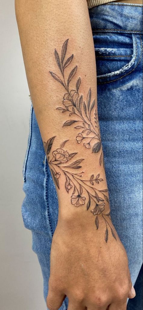 240+ Vine Tattoos For Guys and Females (2022) - TattoosBoyGirl Floral Vine Arm Tattoos For Women, Forearm Tattoo Women Bees, Half Sleeve Tattoos For Women Simple, Tattoo Ideas Floral Sleeve, Small Half Sleeve Tattoo For Women, Floral Vine Tattoos For Women, Arm Floral Tattoos For Women, Vine Half Sleeve Tattoo, Forearm Vine Tattoo Women