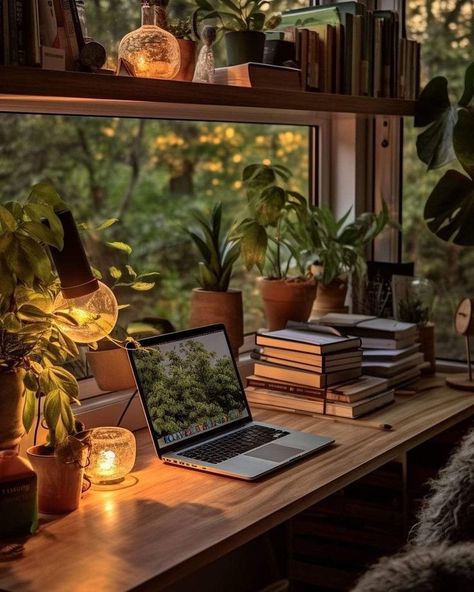 Wfh Setup, Study Room Decor, Plant Aesthetic, Home Inspo, Home Office Setup, Room Setup, Cozy Room, Home Office Design, Art Journal Pages