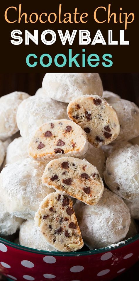 Chocolate Chip Snowball Cookies, Classic Snowball Cookies, Almonds Chocolate, Egg Free Cookies, Snowball Cookie Recipe, Crazy For Crust, Snowball Cookies, Roll Cookies, Buttery Cookies