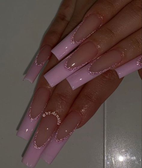 Pink Sparkly Nails, Nail Art Trendy, Pink French Nails, 2023 Nail, Baby Pink Nails, Pink Glitter Nails, Manicure Gel, Girly Acrylic Nails, French Tip Acrylic Nails