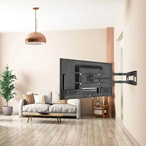 What is the longest extending tv wall mount! Corner Mounted Tv, Mounted Tv Living Room, Living Room Tv Wall Decor, Corner Tv Wall Mount, Vintage Eclectic Home, Full Motion Tv Wall Mount, Tv Wall Decor Ideas, Tv Wall Mounts, Tv Wall Mount