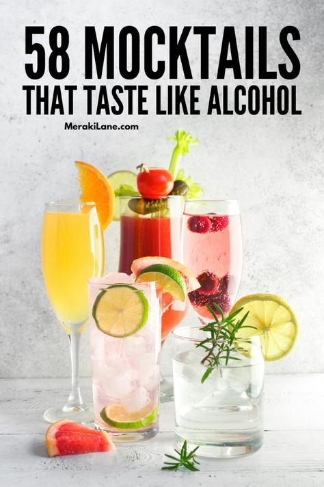 Mock Cocktails, Best Non Alcoholic Drinks, Easy Mocktail Recipes, Mocktail Drinks, Alcohol Free Drinks, Drink Recipes Nonalcoholic, Non Alcoholic Cocktails, Alcoholic Cocktails, Fancy Drinks