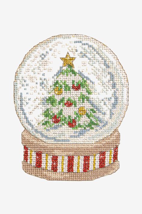 Snow Globe Easy Cross Stitch Pattern - DMC Christmas Counted Cross Stitch Patterns Snow Globes, Snow Globe Cross Stitch Pattern Free, Snow Globe Cross Stitch, Globe Design, Machine Embroidery Thread, Easy Cross Stitch Patterns, Tapestry Kits, Stitch Gift, Easy Cross