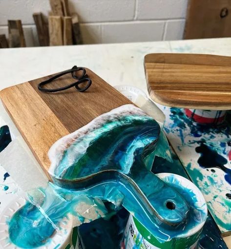 Group Bookings : Ocean Resin Art Tray or Serving Board Resin Art Tray, Ocean Resin Art, Ocean Resin, Stag Do, Team Building Events, Epoxy Resin Art, Visual Learners, Resin Table, Group Activities