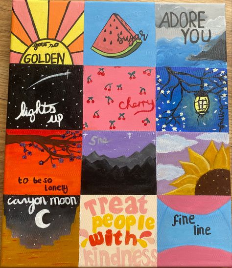 Harry Styles Aesthetic Painting, Mini Canvas Art Quotes, Harry Styles Painting Ideas, Harry Styles Art Paint Easy, Harry Styles Themed Paintings, Poster Colour Drawing, Harrys House Painting Ideas, Small Canvas Art Quotes, Harry Styles Canvas