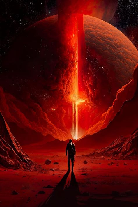 red colors, single man in the middle of the image, big flame in background Space Aesthetic, Space Wallpaper, Cosmic Art, Mysterious Places, Aesthetic Phone, Phone Background, Neon Art, Spiritual Art, Live Wallpapers