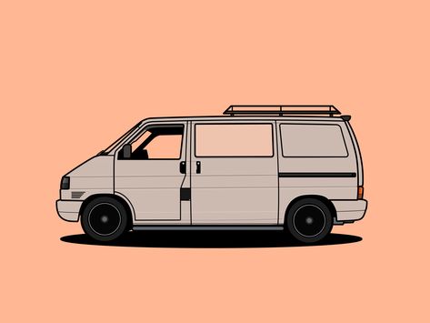 T4 by Scott on Dribbble Vw Van Drawing, Van Illustration, Vw T4 Camper, Van Drawing, Volkswagen T4, T4 Camper, Camper Art, Surfboard Design, Vw T4