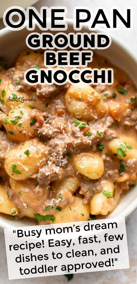 Gluten Free Potato Gnocchi Recipes, Creamy Beef And Gnocchi Skillet, Turkey Gnocchi Recipes, Beef With Gnocchi, Gnocchi Fried Recipes, The Best Gnocchi Recipe, Gnocchi Casserole Ground Beef, Creamy Beef Gnocchi, Potato Gnocchi Dishes