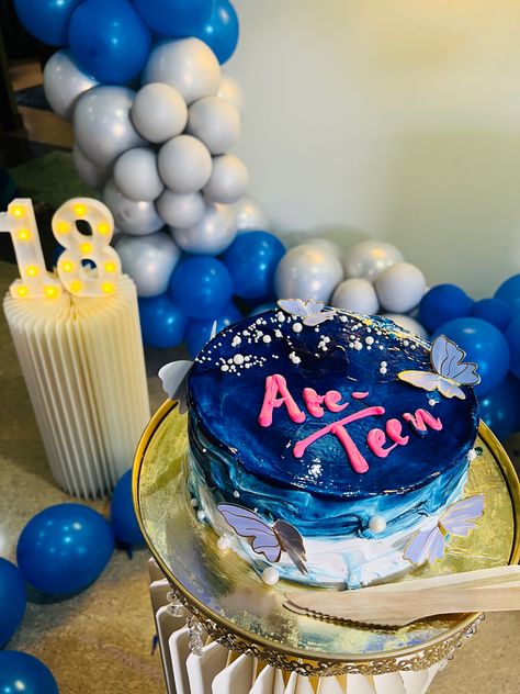 Butterfly Cake for ate-teen (eighteenth) birthday  #Aesthetic #blue #trendingcake #butterflycake #eighteen Ate Teen Cake, Birthday Aesthetic Blue, Blue Theme Cake, Blue Birthday Cake, Birthday Cake Aesthetic, Blue Birthday Cakes, Teen Cakes, Eighteenth Birthday, Butterfly Cake