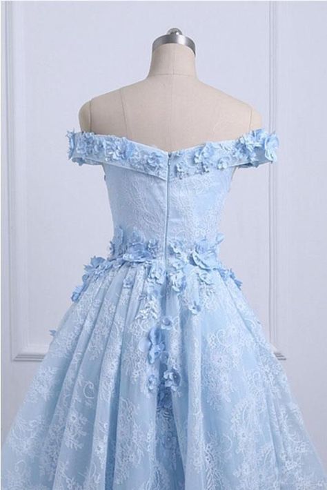 $198.00 Sweet 16 Party Dress, High Low Party Dresses, High Low Prom Dress, Mini Prom Dresses, Floral Prom Dresses, Blue Dress Short, Prom Dresses 2018, Corset Dress Prom, Lace Party Dresses