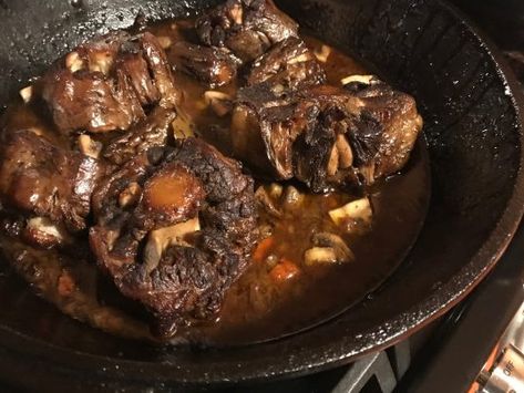 Braised Oxtails | Painperdu Ox Tails, Braised Oxtail, Oxtail Recipes, Garlic Mashed, Cast Iron Dutch Oven, Butter Beans, Beef Dinner, Main Courses, My Mother