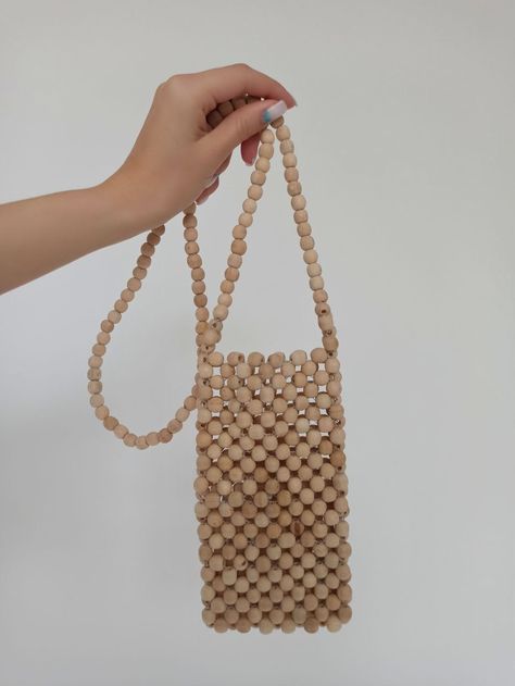 Beads Bag, Beaded Crossbody Bag, Knit Items, Hemp Bag, Wooden Purse, Wooden Bag, Future Style, Beaded Bags, Wooden Beads