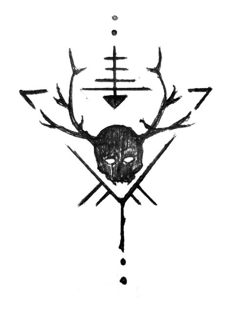 Wendigo Symbol, Viking Drawing Reference, Apocalypse Symbols, Runes Drawing, Wendigo Drawing, Runes Aesthetic, Cernunnos Tattoo, Wendigo Tattoo, Rune Design